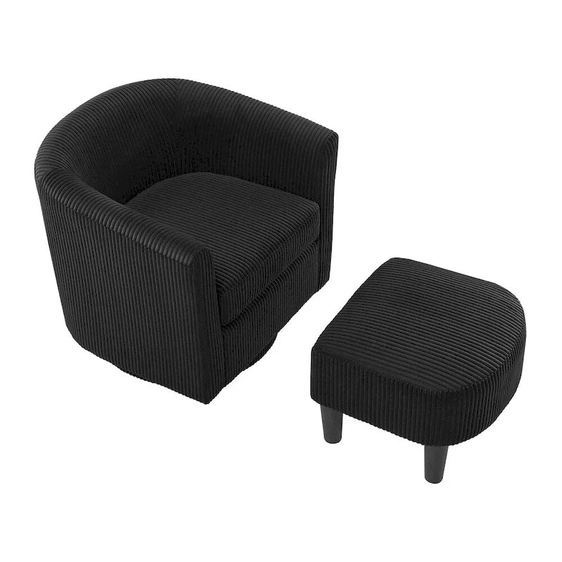 Fauteuil d'appoint pivotant à 360° avec pouf