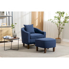 Fauteuil tonneau rembourré avec pouf