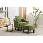Fauteuil tonneau rembourré avec pouf