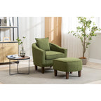 Fauteuil tonneau rembourré avec pouf