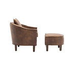Fauteuil tonneau rembourré avec pouf