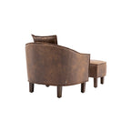 Fauteuil tonneau rembourré avec pouf