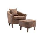 Fauteuil tonneau rembourré avec pouf