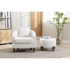 Fauteuil tonneau rembourré avec pouf