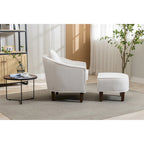 Fauteuil tonneau rembourré avec pouf