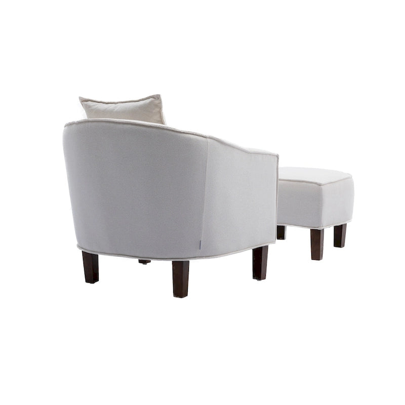 Fauteuil tonneau rembourré avec pouf