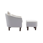 Fauteuil tonneau rembourré avec pouf