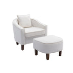 Fauteuil tonneau rembourré avec pouf