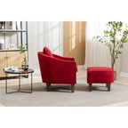 Fauteuil tonneau rembourré avec pouf