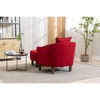 Fauteuil tonneau rembourré avec pouf