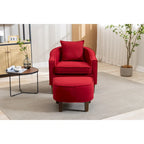 Fauteuil tonneau rembourré avec pouf