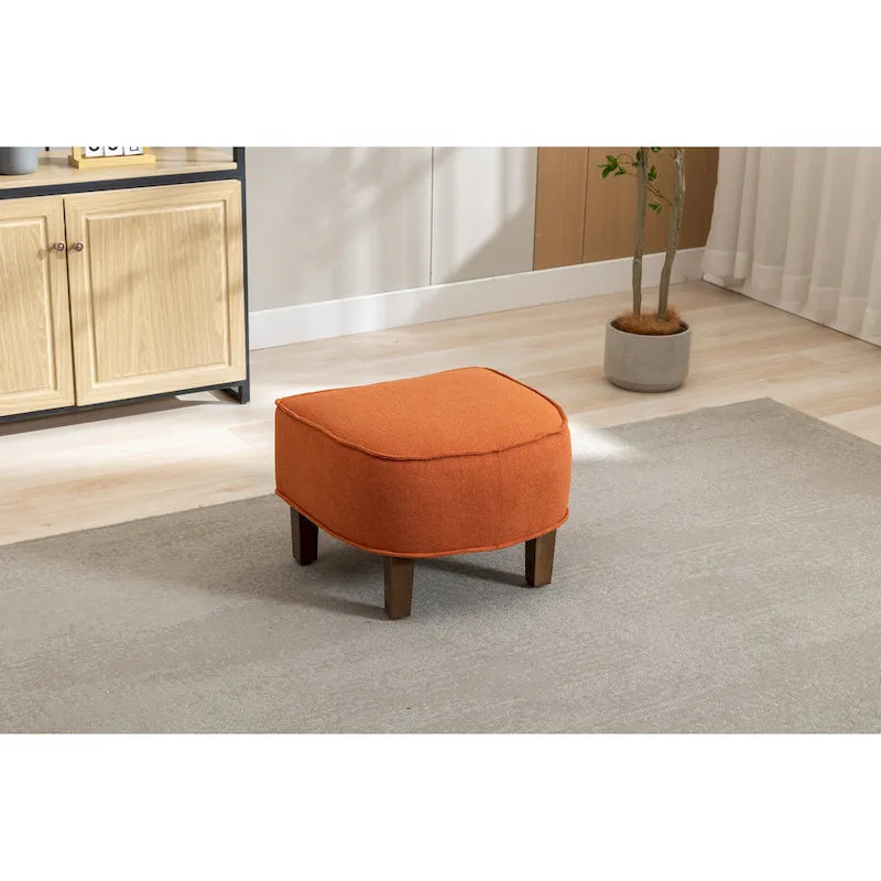Fauteuil tonneau rembourré avec pouf