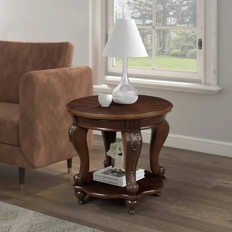 Table d'appoint ronde de 22 pouces avec étagère inférieure