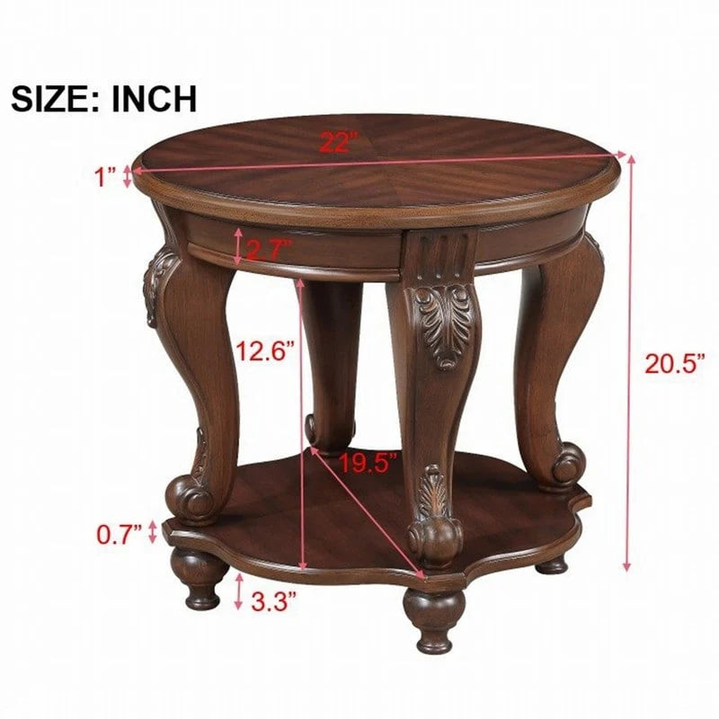 Table d'appoint ronde de 22 pouces avec étagère inférieure