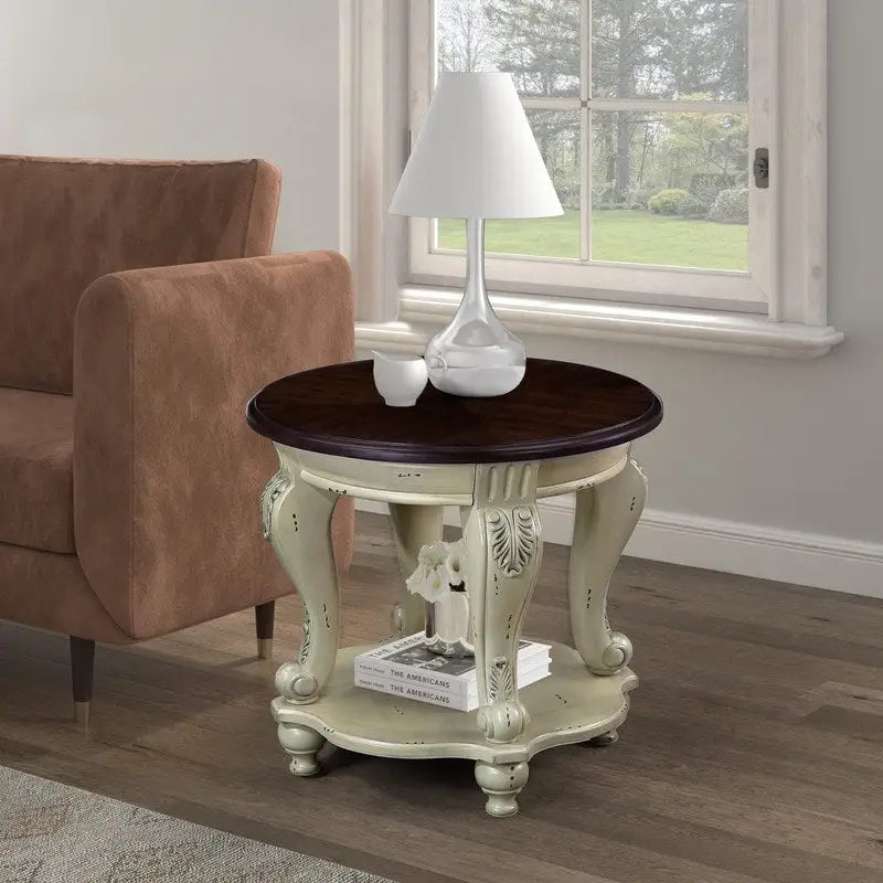 Table d'appoint ronde de 22 pouces avec étagère inférieure