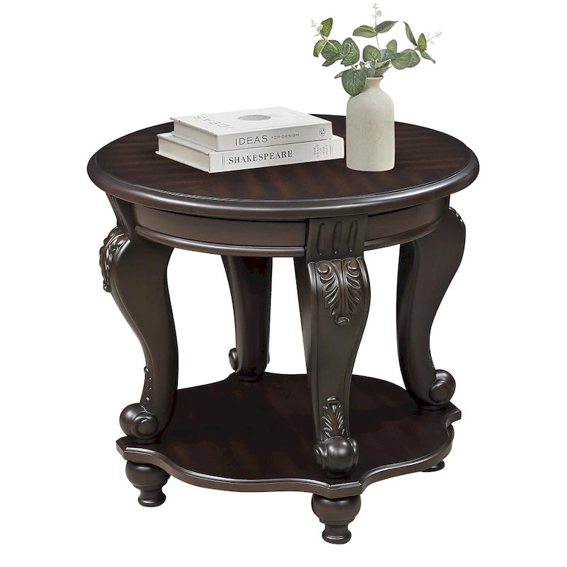 Table d'appoint ronde de 22 pouces avec étagère inférieure