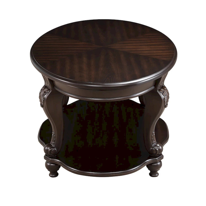 Table d'appoint ronde de 22 pouces avec étagère inférieure