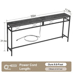 Console de rangement avec station de recharge et ports USB, gris anthracite