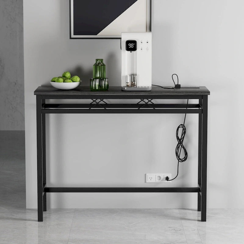 Console de rangement avec station de recharge et ports USB, gris anthracite