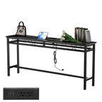 Console de rangement avec station de recharge et ports USB, gris anthracite
