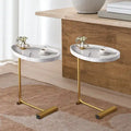 Tables d'appoint en C avec cadre en métal, lot de 2 – Blanc