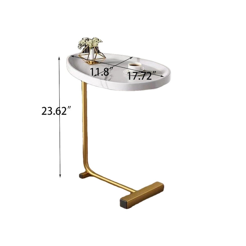 Tables d'appoint en C avec cadre en métal, lot de 2 – Blanc