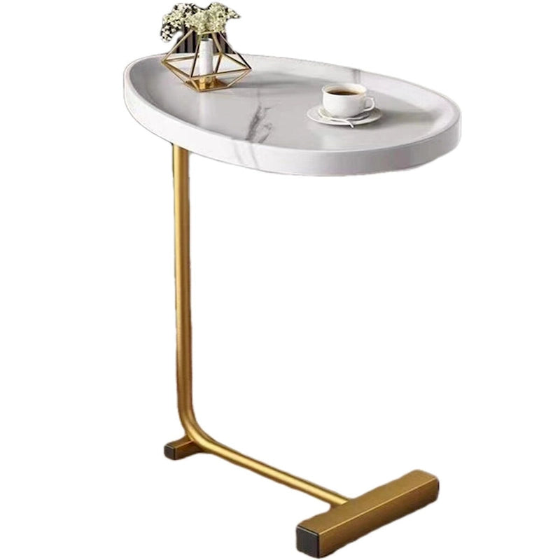 Tables d'appoint en C avec cadre en métal, lot de 2 – Blanc