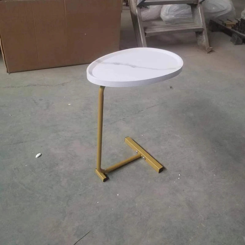 Tables d'appoint en C avec cadre en métal, lot de 2 – Blanc
