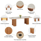 Table de conférence de 79 pouces avec plateau en pierre frittée et base en bois massif