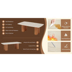 Table de conférence de 79 pouces avec plateau en pierre frittée et base en bois massif