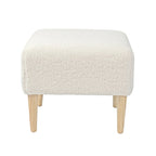 Pouf carré bouclé avec pieds en bois