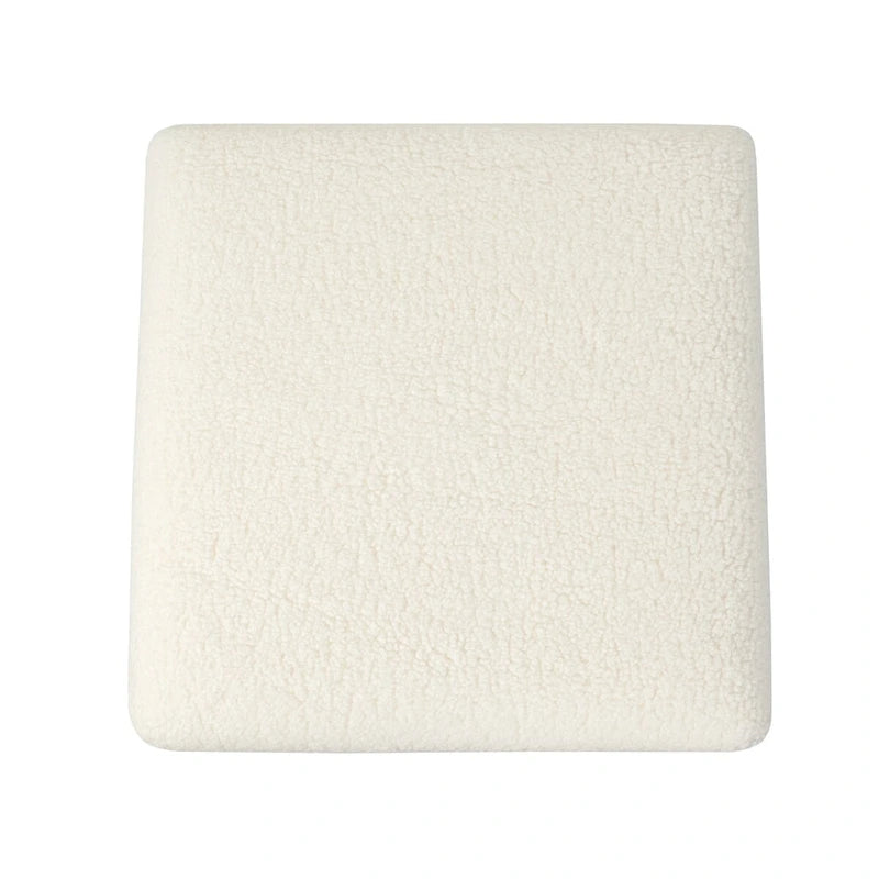 Pouf carré bouclé avec pieds en bois