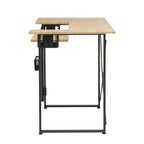 Table de couture pivotante avec panneau de rangement et plateforme réglable