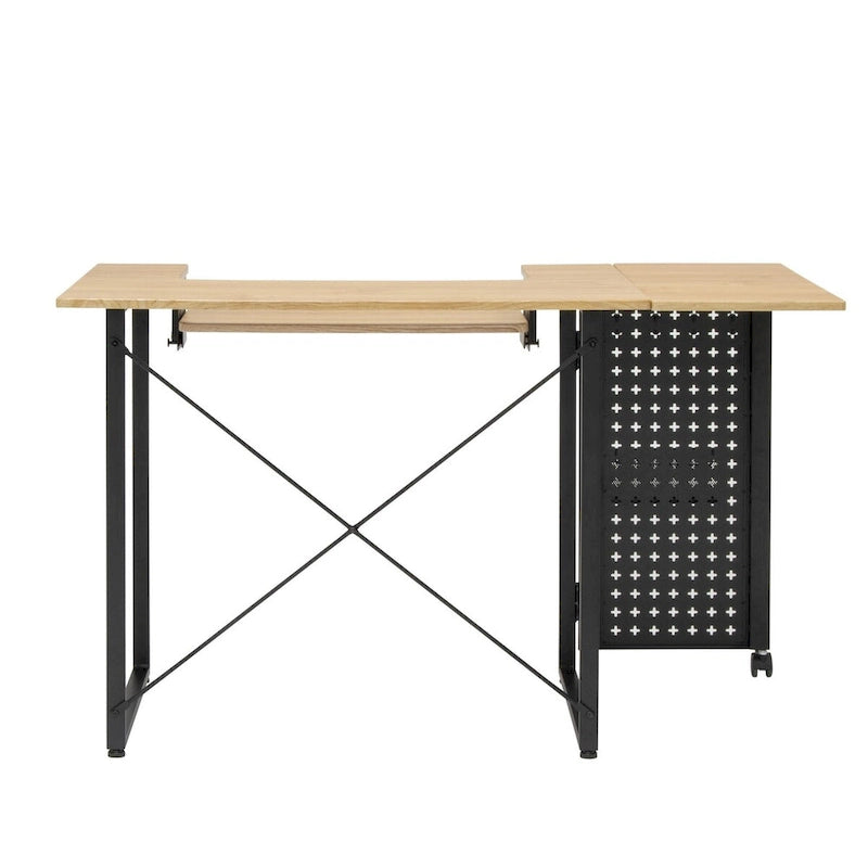 Table de couture pivotante avec panneau de rangement et plateforme réglable