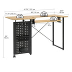 Table de couture pivotante avec panneau de rangement et plateforme réglable