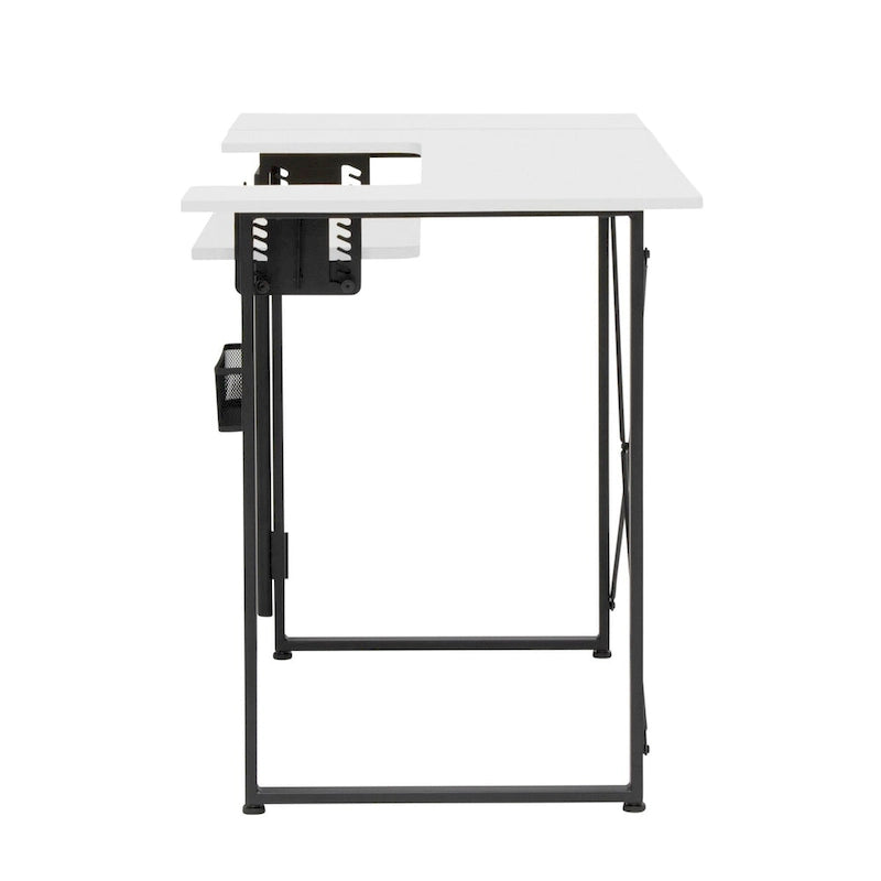 Table de couture pivotante avec panneau de rangement et plateforme réglable
