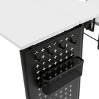 Table de couture pivotante avec panneau de rangement et plateforme réglable