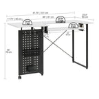Table de couture pivotante avec panneau de rangement et plateforme réglable