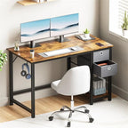 Bureau d'ordinateur avec tiroirs et étagère inférieure