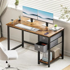Bureau d'ordinateur avec tiroirs et étagère inférieure